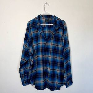 Men's Blue and Grey Plaid Flannel